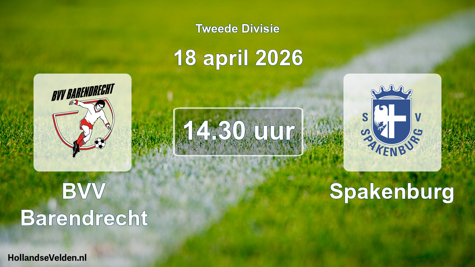 Geplande wedstrijd: BVV Barendrecht - Spakenburg (18 april 2026)