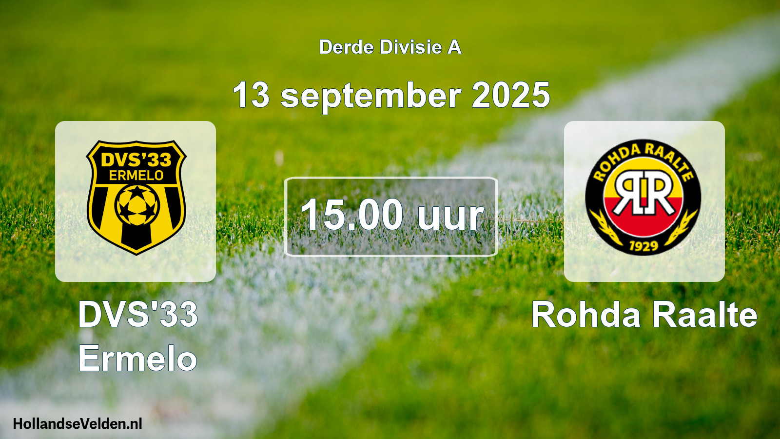 Scheduled Match: DVS'33 Ermelo - Rohda Raalte (13 September 2025)
