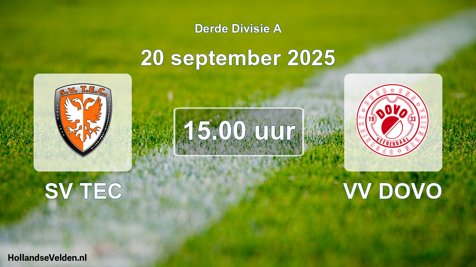 Geplande wedstrijd: SV TEC - VV DOVO (20 september 2025)