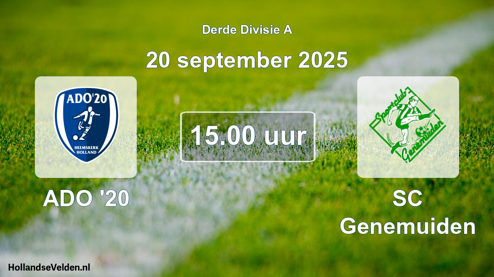 Geplande wedstrijd: ADO '20 - SC Genemuiden (20 september 2025)