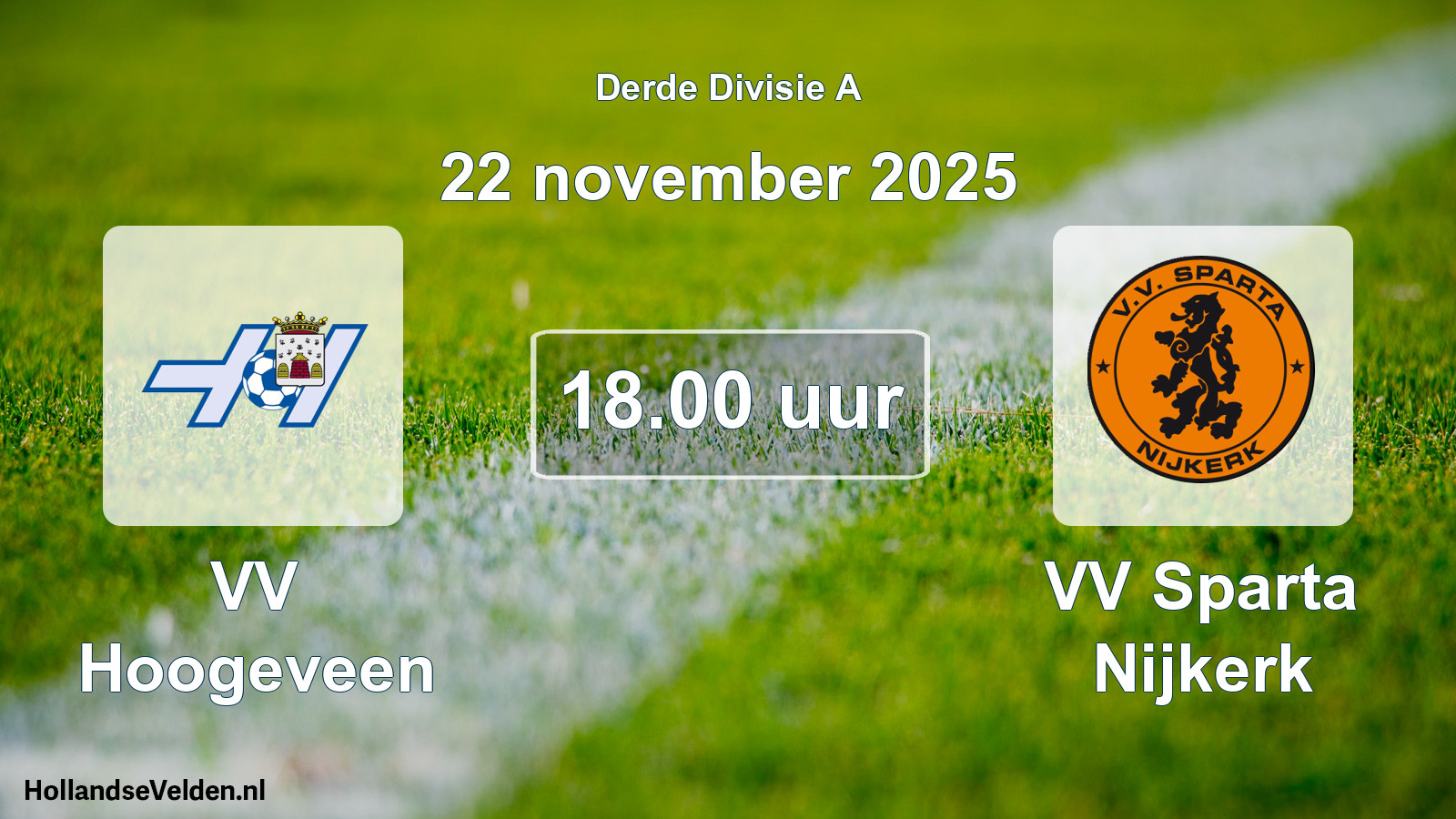 Geplande wedstrijd: VV Hoogeveen - VV Sparta Nijkerk (22 november 2025)