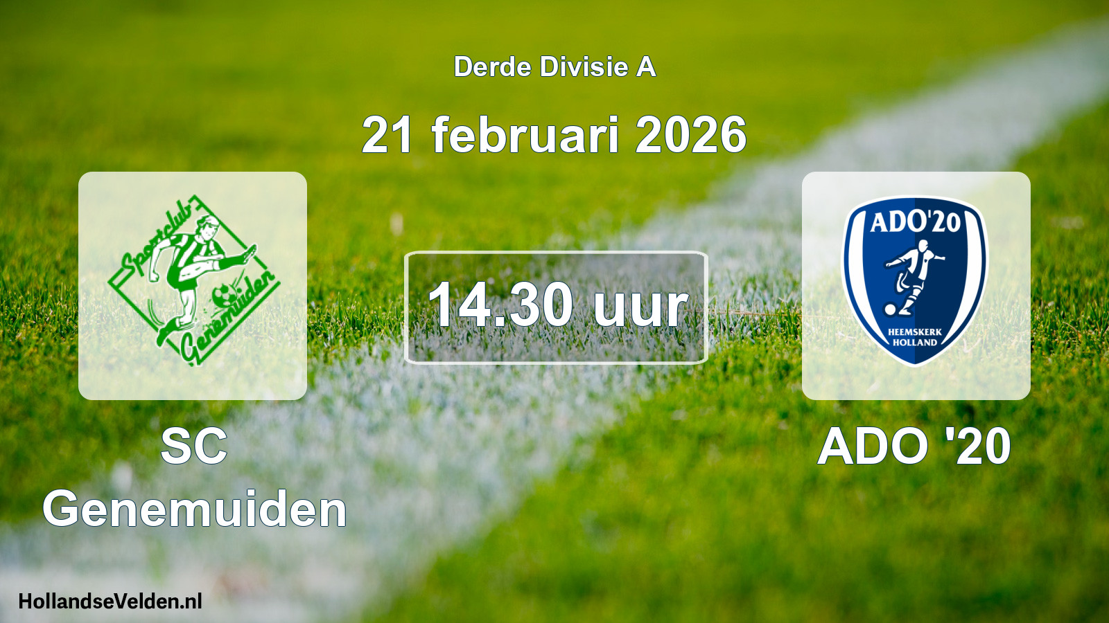 Geplande wedstrijd: SC Genemuiden - ADO '20 (21 februari 2026)
