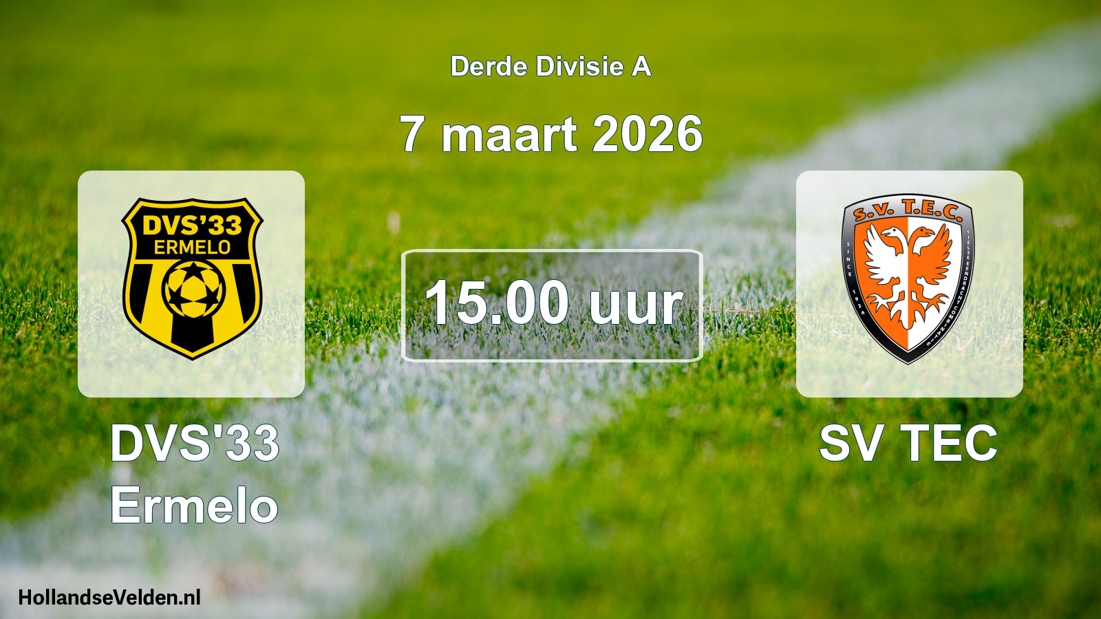 Scheduled Match: DVS'33 Ermelo - SV TEC (7 March 2026)