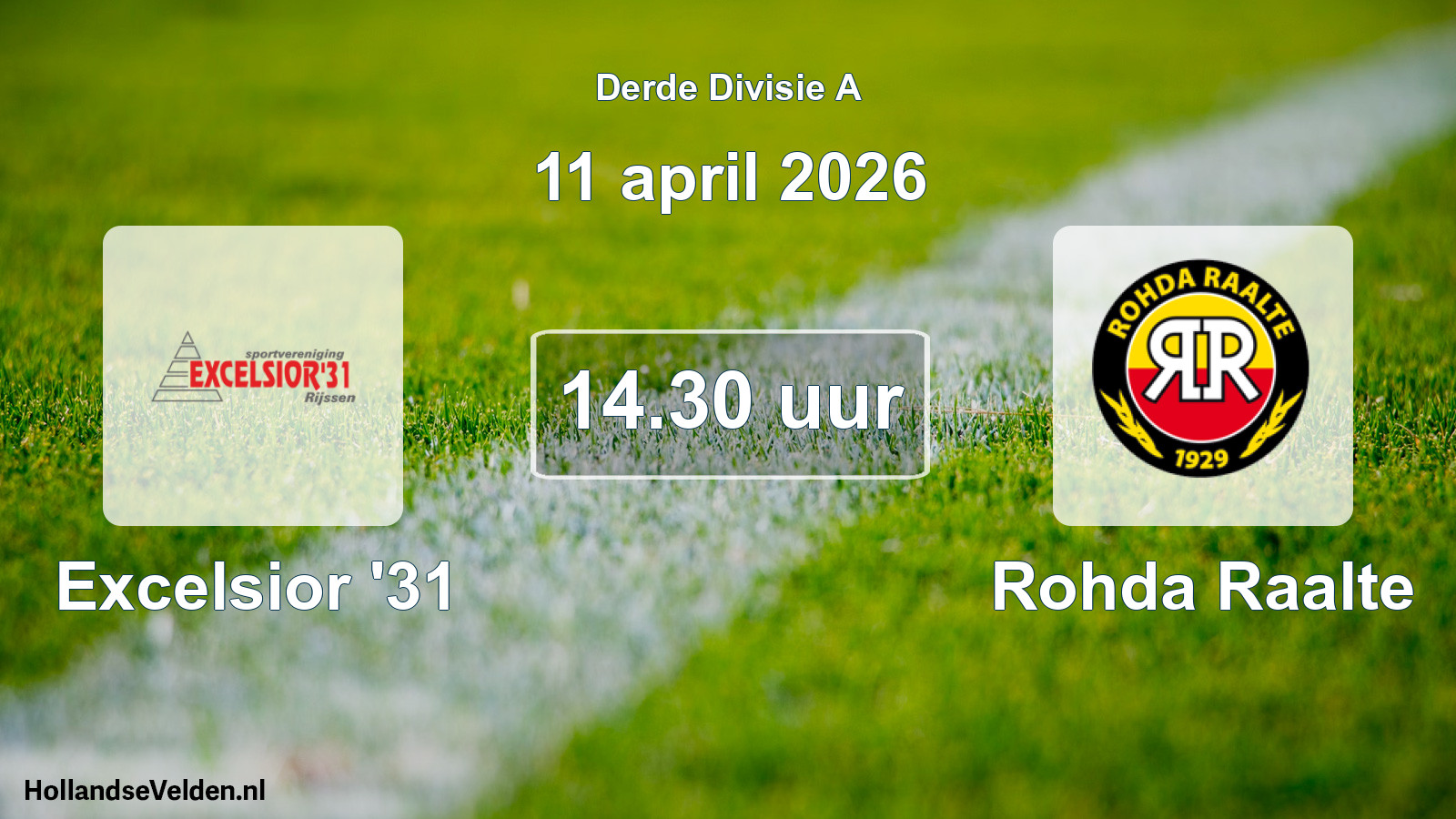 Geplande wedstrijd: Excelsior '31 - Rohda Raalte (11 april 2026)