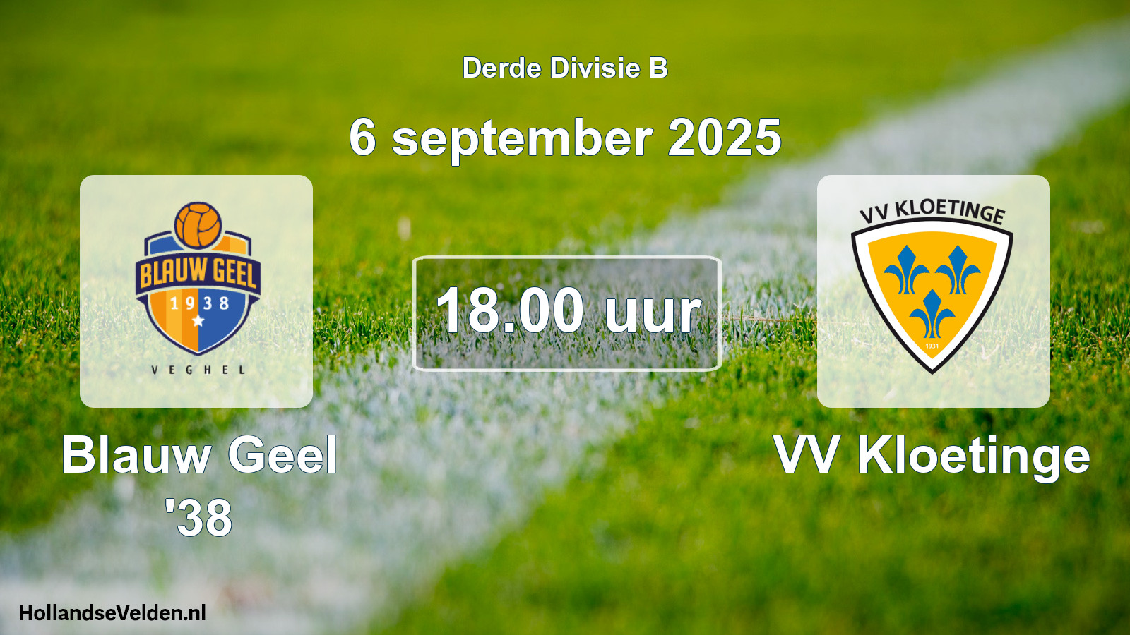 Scheduled Match: Blauw Geel '38 - VV Kloetinge (6 September 2025)