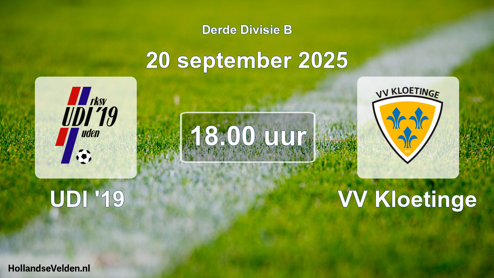 Scheduled Match: UDI '19 - VV Kloetinge (20 September 2025)