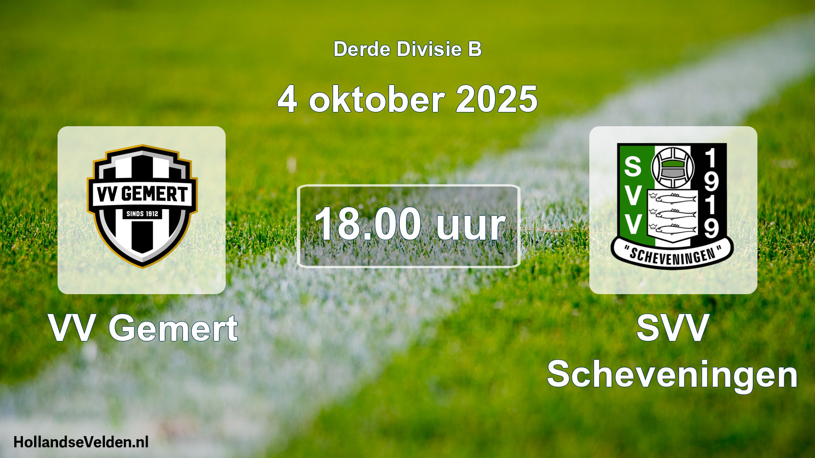Geplande wedstrijd: VV Gemert - SVV Scheveningen (4 oktober 2025)
