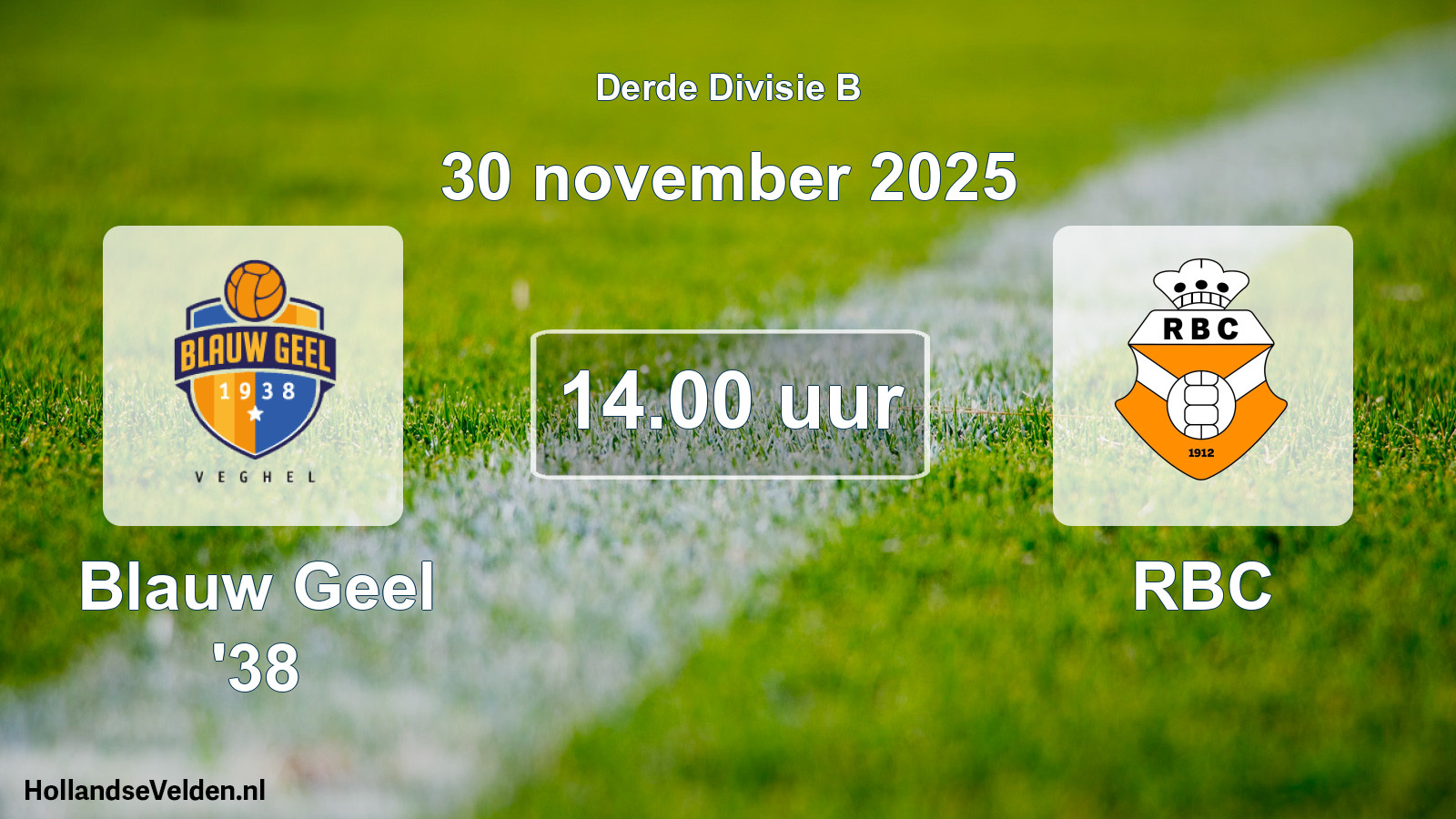 Geplande wedstrijd: Blauw Geel '38 - RBC (30 november 2025)