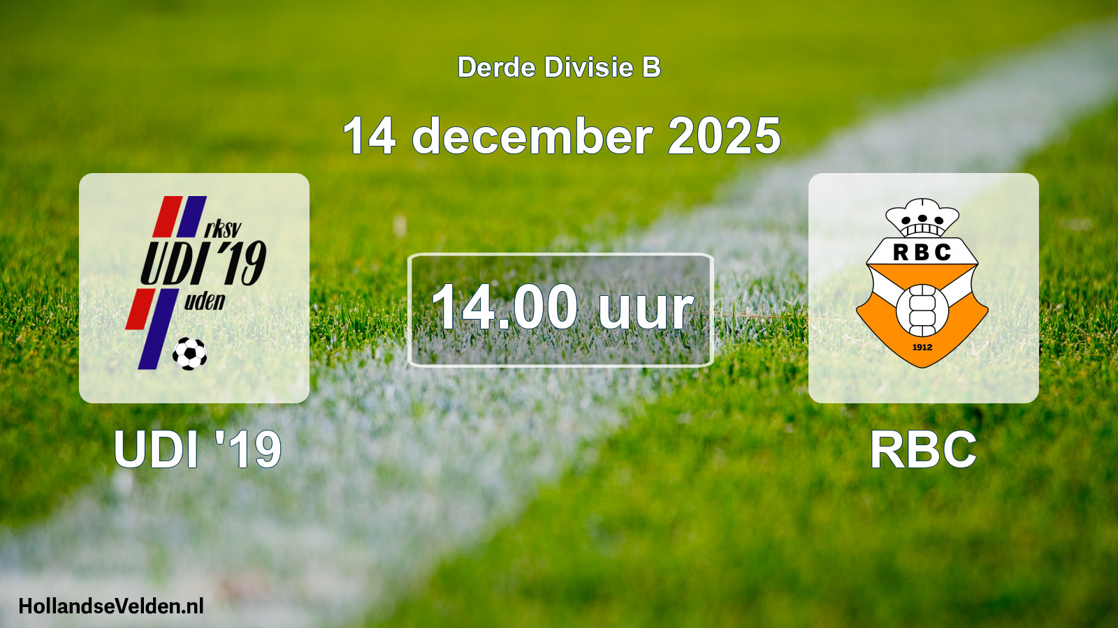 Geplande wedstrijd: UDI '19 - RBC (14 december 2025)