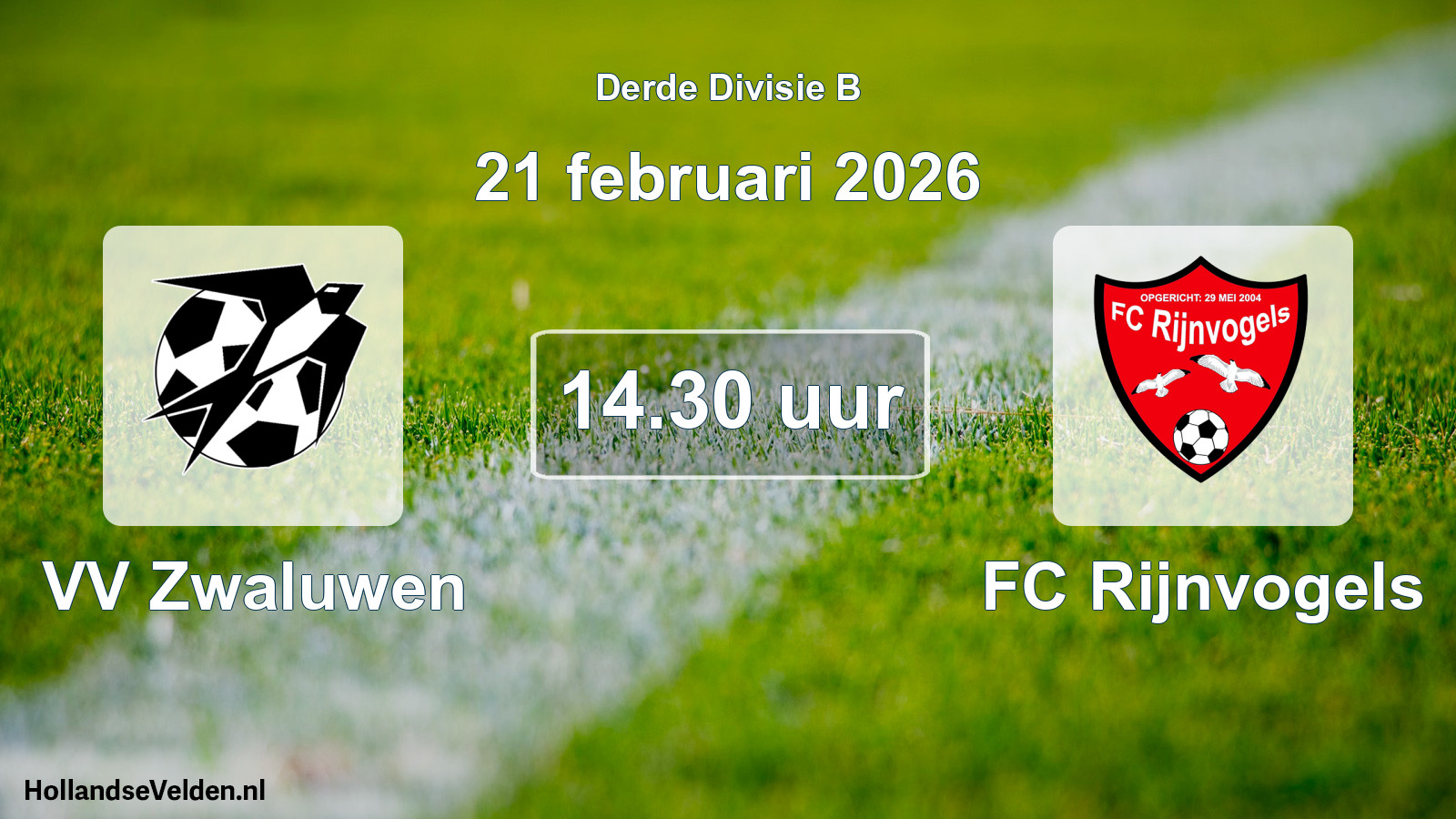 Geplande wedstrijd: VV Zwaluwen - FC Rijnvogels (21 februari 2026)