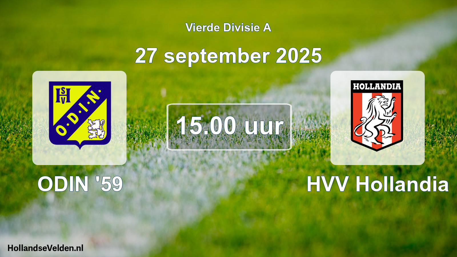 Geplande wedstrijd: ODIN '59 - HVV Hollandia (27 september 2025)