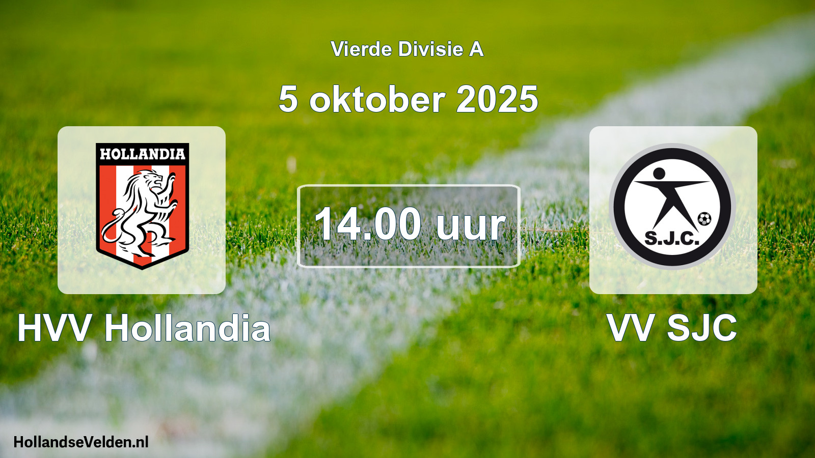 Geplande wedstrijd: HVV Hollandia - VV SJC (5 oktober 2025)