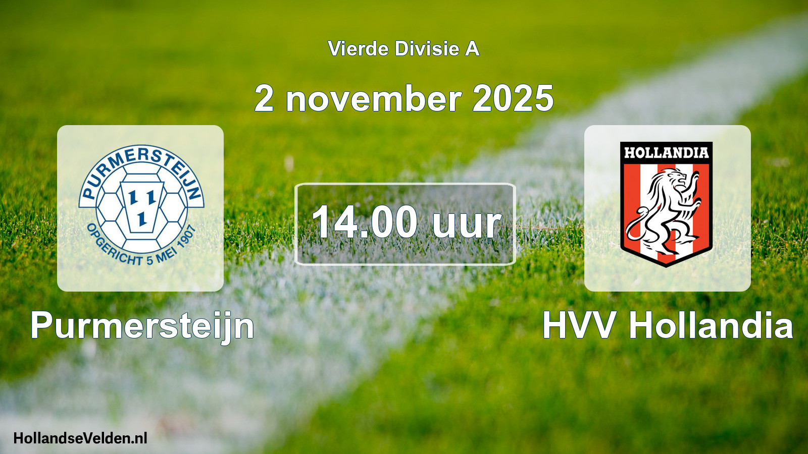 Geplande wedstrijd: Purmersteijn - HVV Hollandia (2 november 2025)
