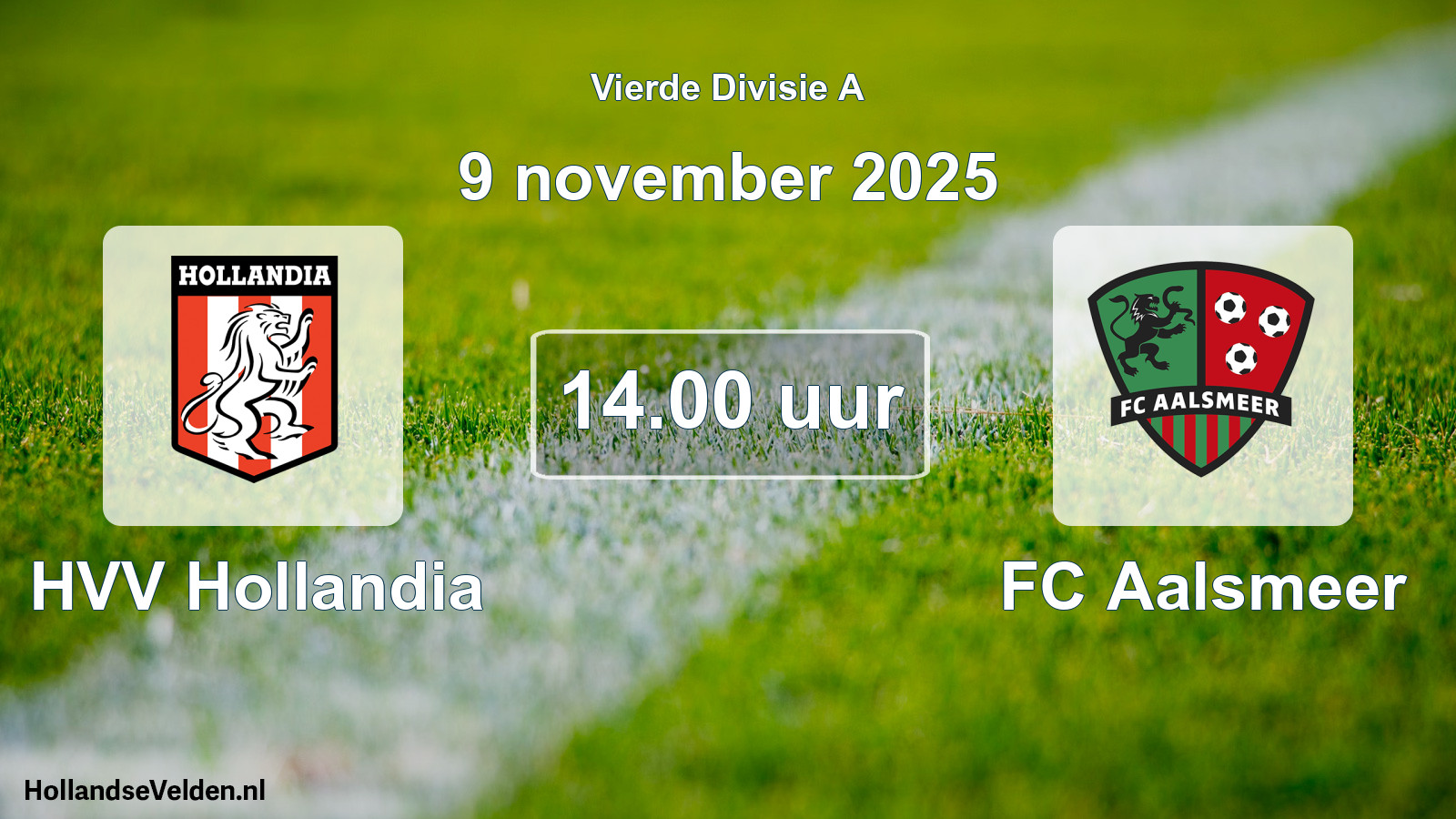 Geplande wedstrijd: HVV Hollandia - FC Aalsmeer (9 november 2025)