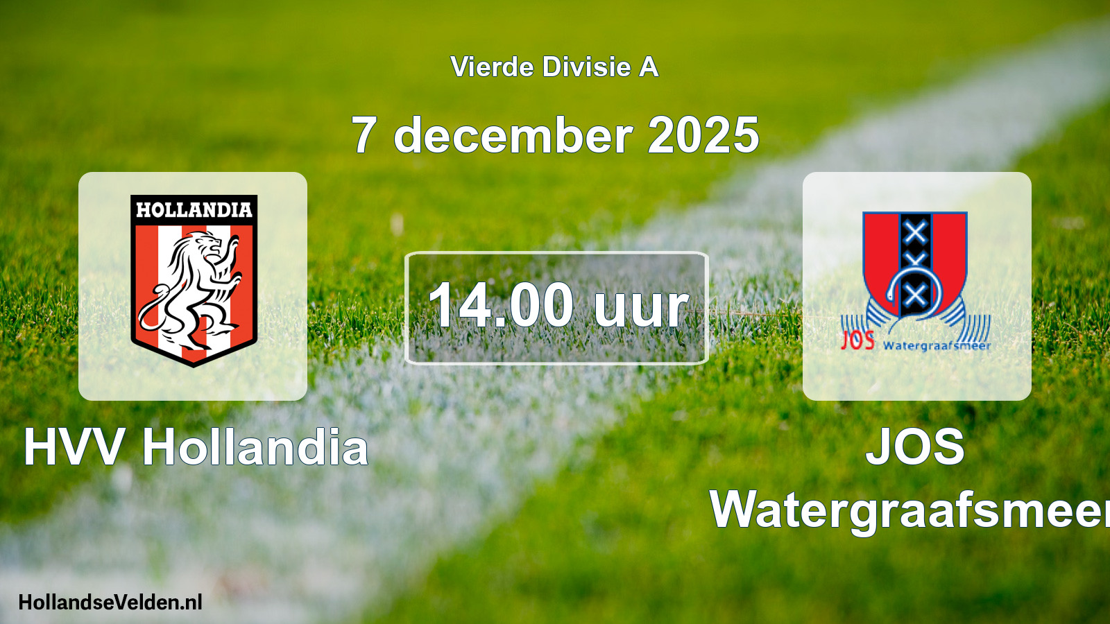 Geplande wedstrijd: HVV Hollandia - JOS Watergraafsmeer (7 december 2025)