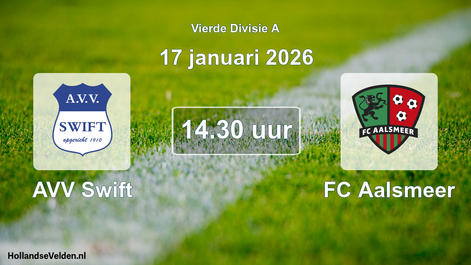 Geplande wedstrijd: AVV Swift - FC Aalsmeer (17 januari 2026)