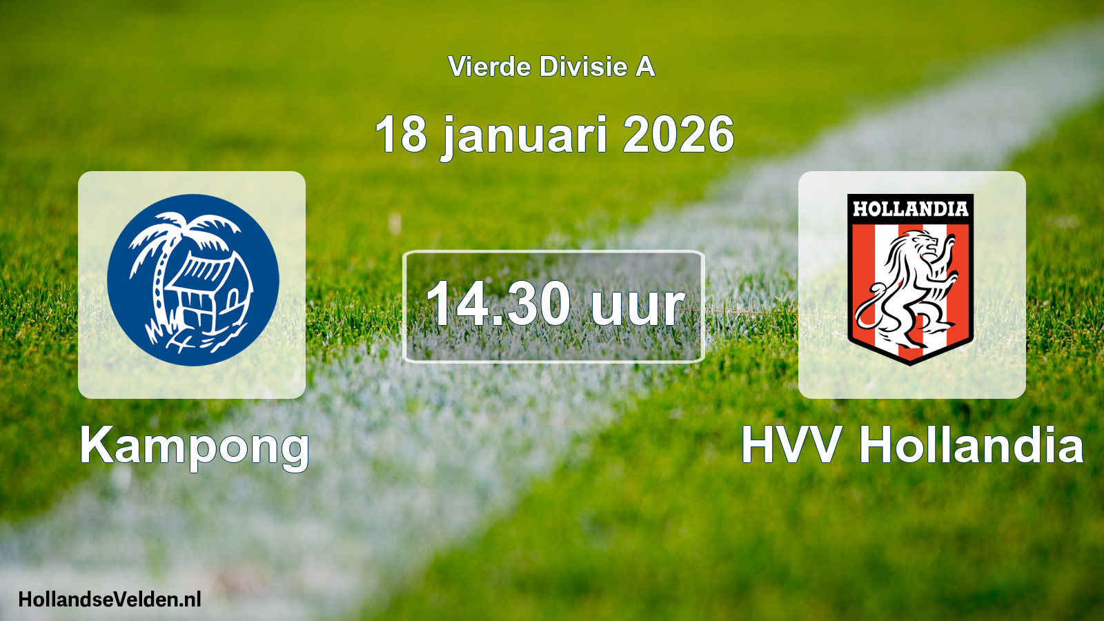 Geplande wedstrijd: Kampong - HVV Hollandia (18 januari 2026)