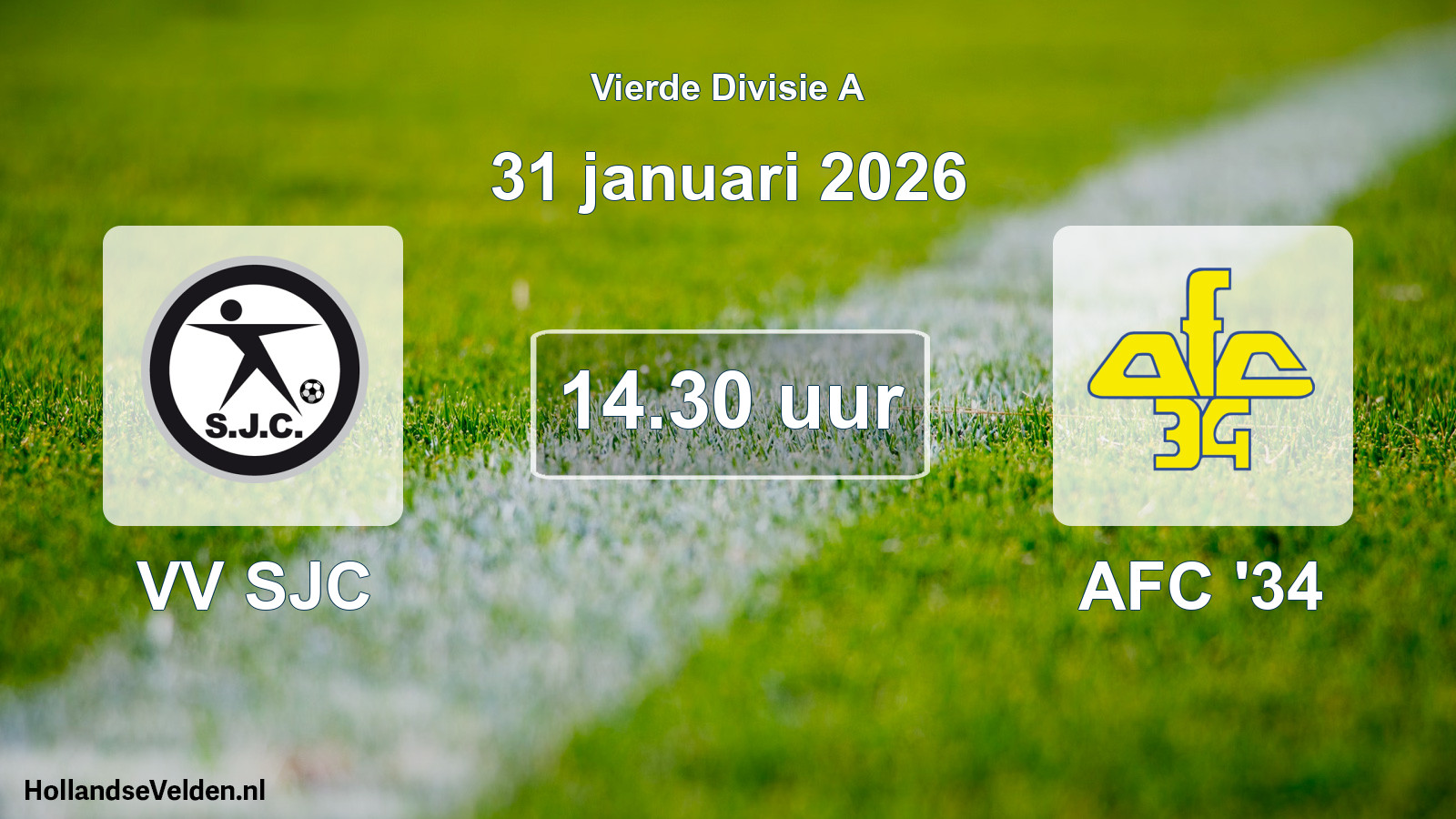 Geplande wedstrijd: VV SJC - AFC '34 (31 januari 2026)