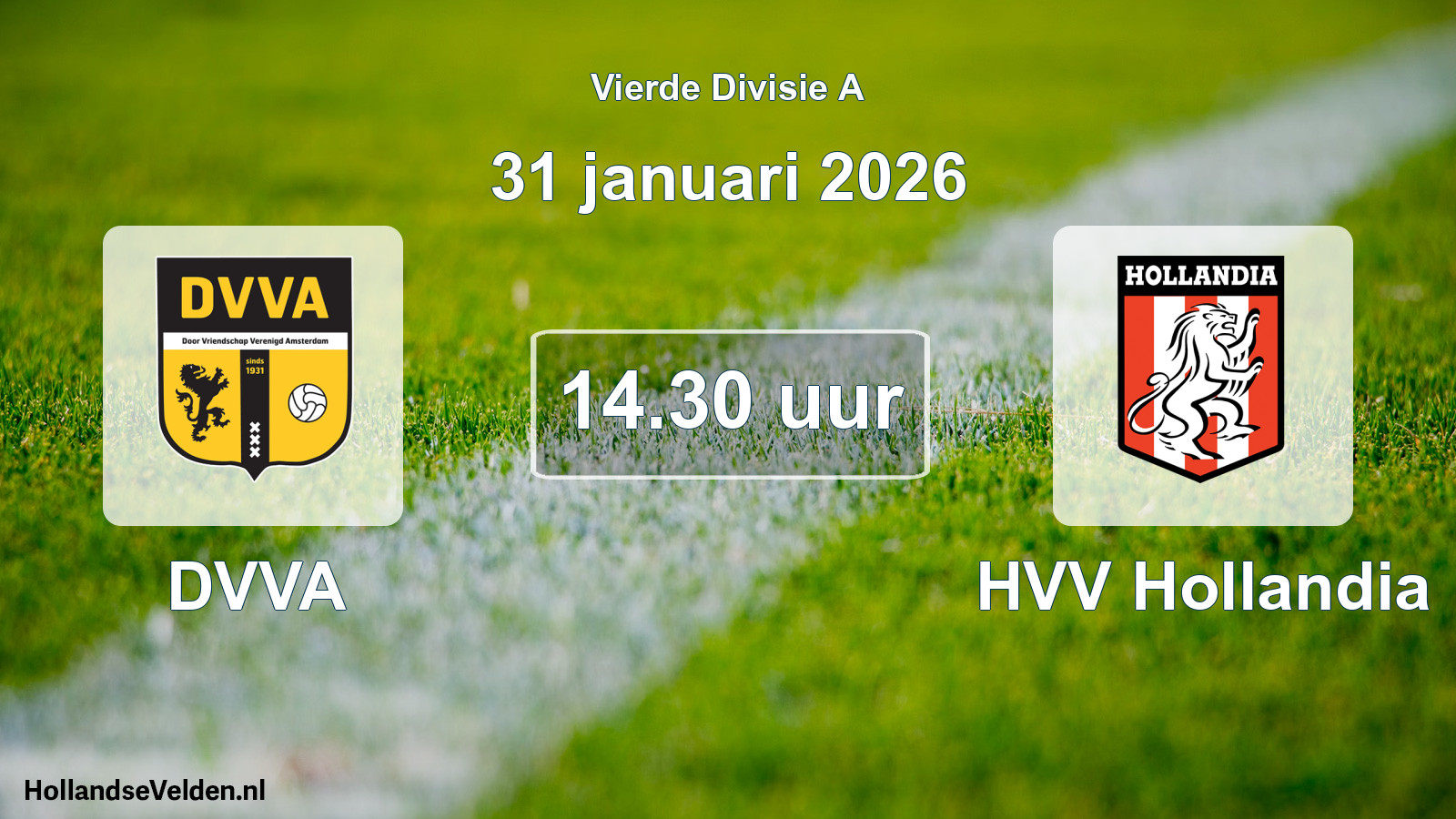Geplande wedstrijd: DVVA - HVV Hollandia (31 januari 2026)