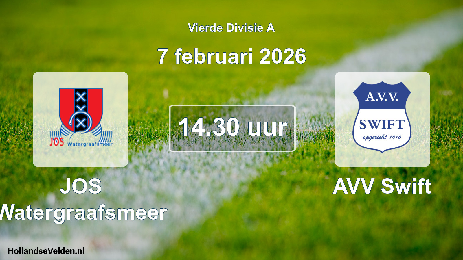 Scheduled Match: JOS Watergraafsmeer - AVV Swift (7 February 2026)