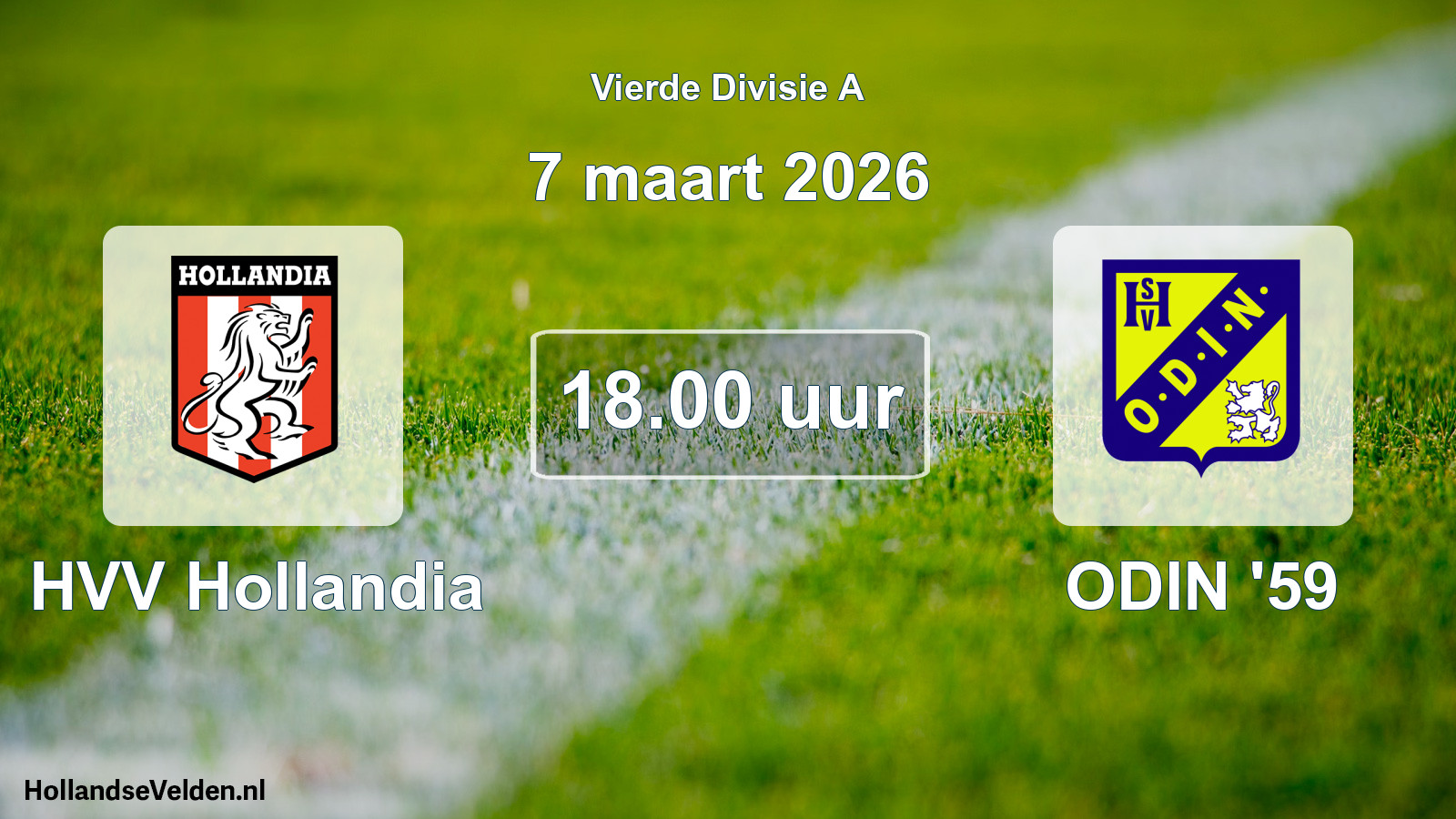 Geplande wedstrijd: HVV Hollandia - ODIN '59 (7 maart 2026)