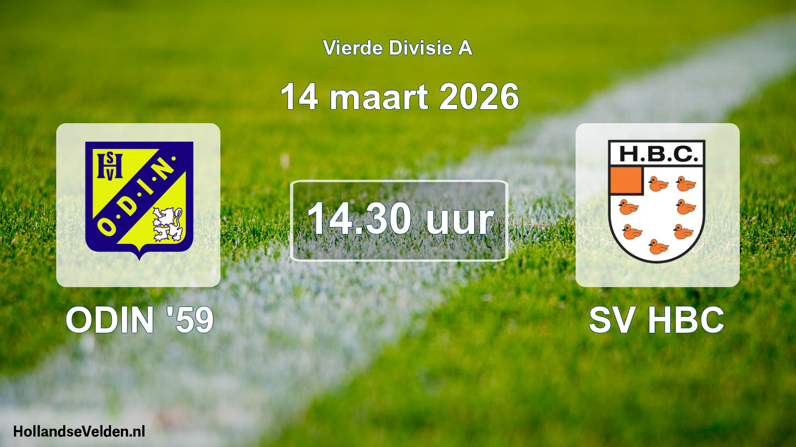 Geplande wedstrijd: ODIN '59 - SV HBC (14 maart 2026)