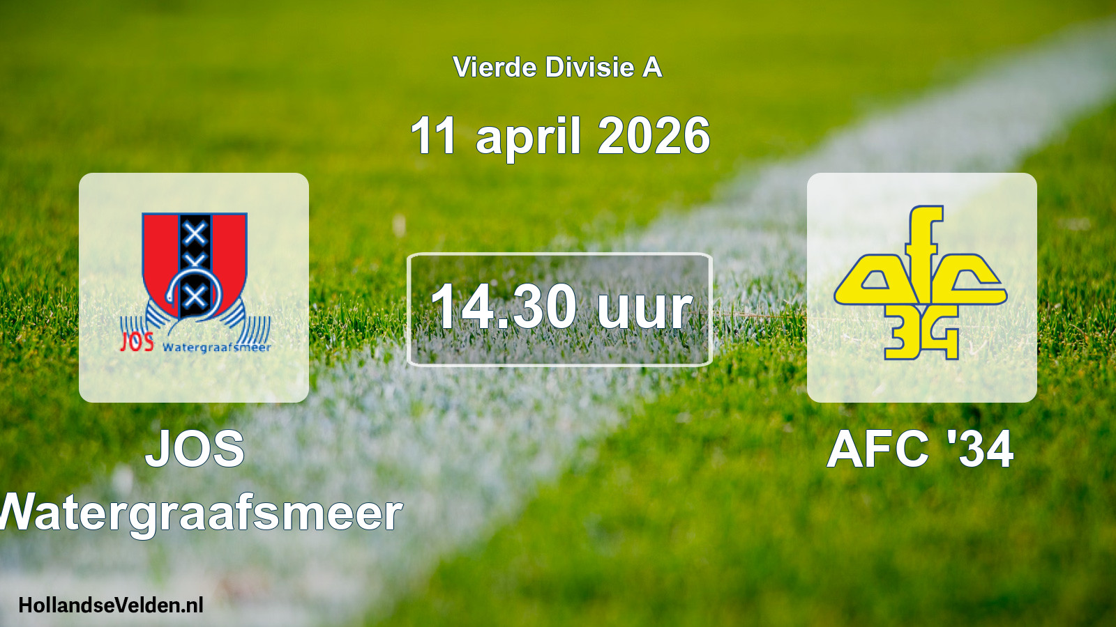 Scheduled Match: JOS Watergraafsmeer - AFC '34 (11 April 2026)