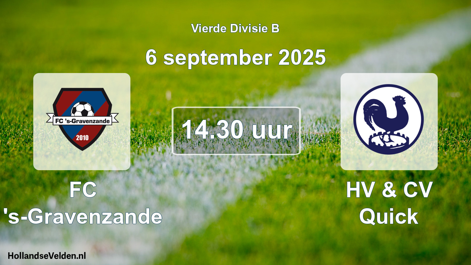 Scheduled Match: FC 's-Gravenzande - HV & CV Quick (6 September 2025)