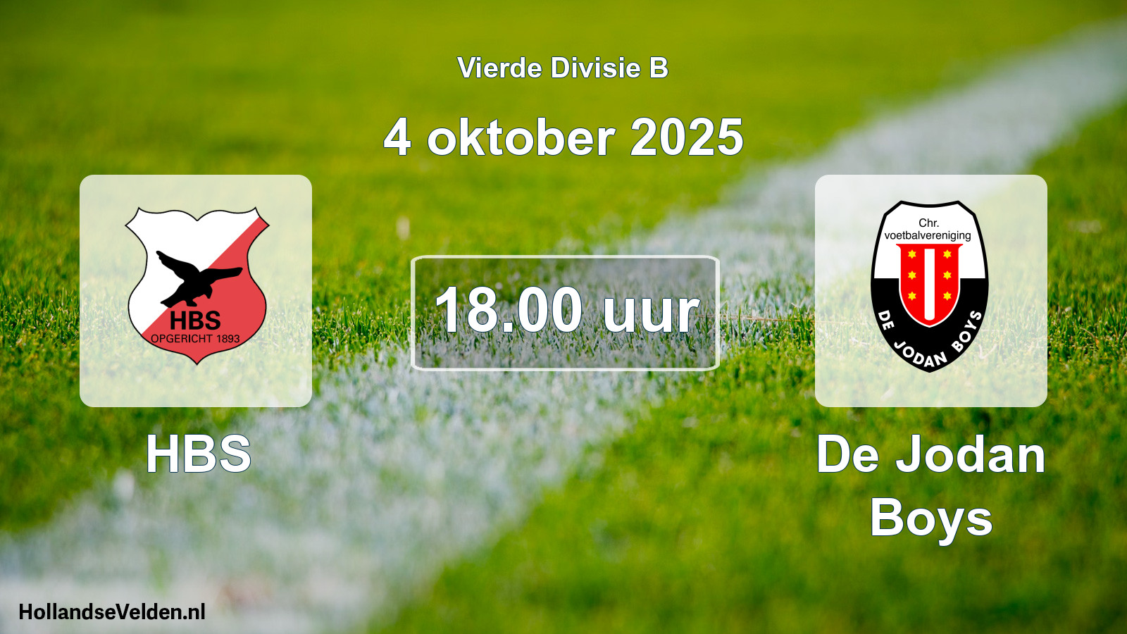 Scheduled Match: HBS - De Jodan Boys (4 October 2025)