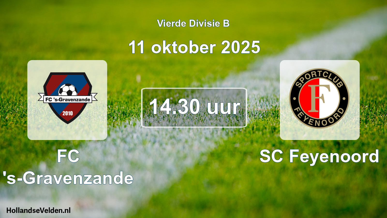 Geplande wedstrijd: FC 's-Gravenzande - SC Feyenoord (11 oktober 2025)