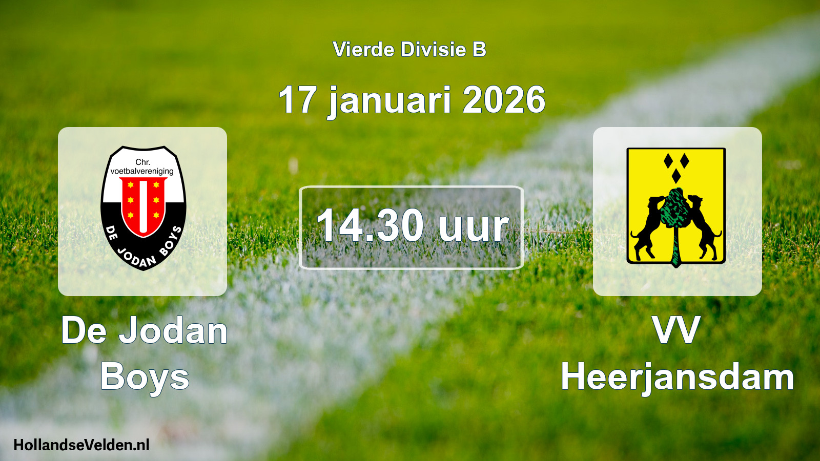 Scheduled Match: De Jodan Boys - VV Heerjansdam (17 January 2026)