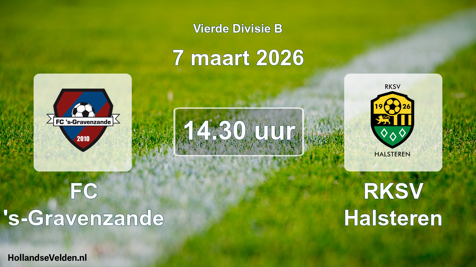 Geplande wedstrijd: FC 's-Gravenzande - RKSV Halsteren (7 maart 2026)