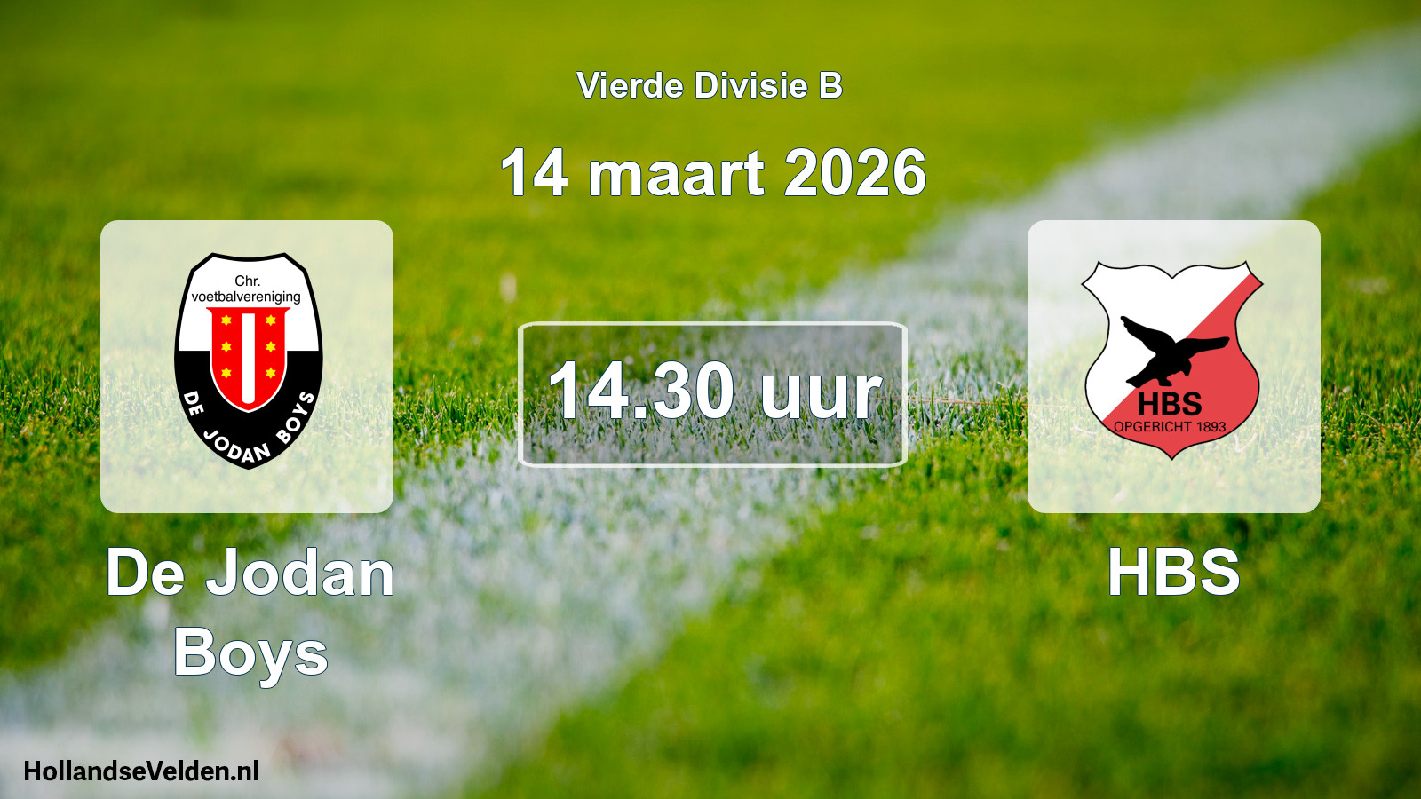 Geplande wedstrijd: De Jodan Boys - HBS (14 maart 2026)