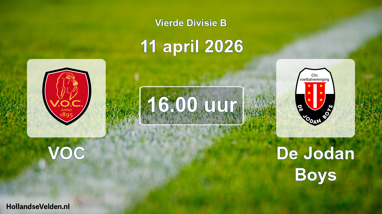 Geplande wedstrijd: VOC - De Jodan Boys (11 april 2026)