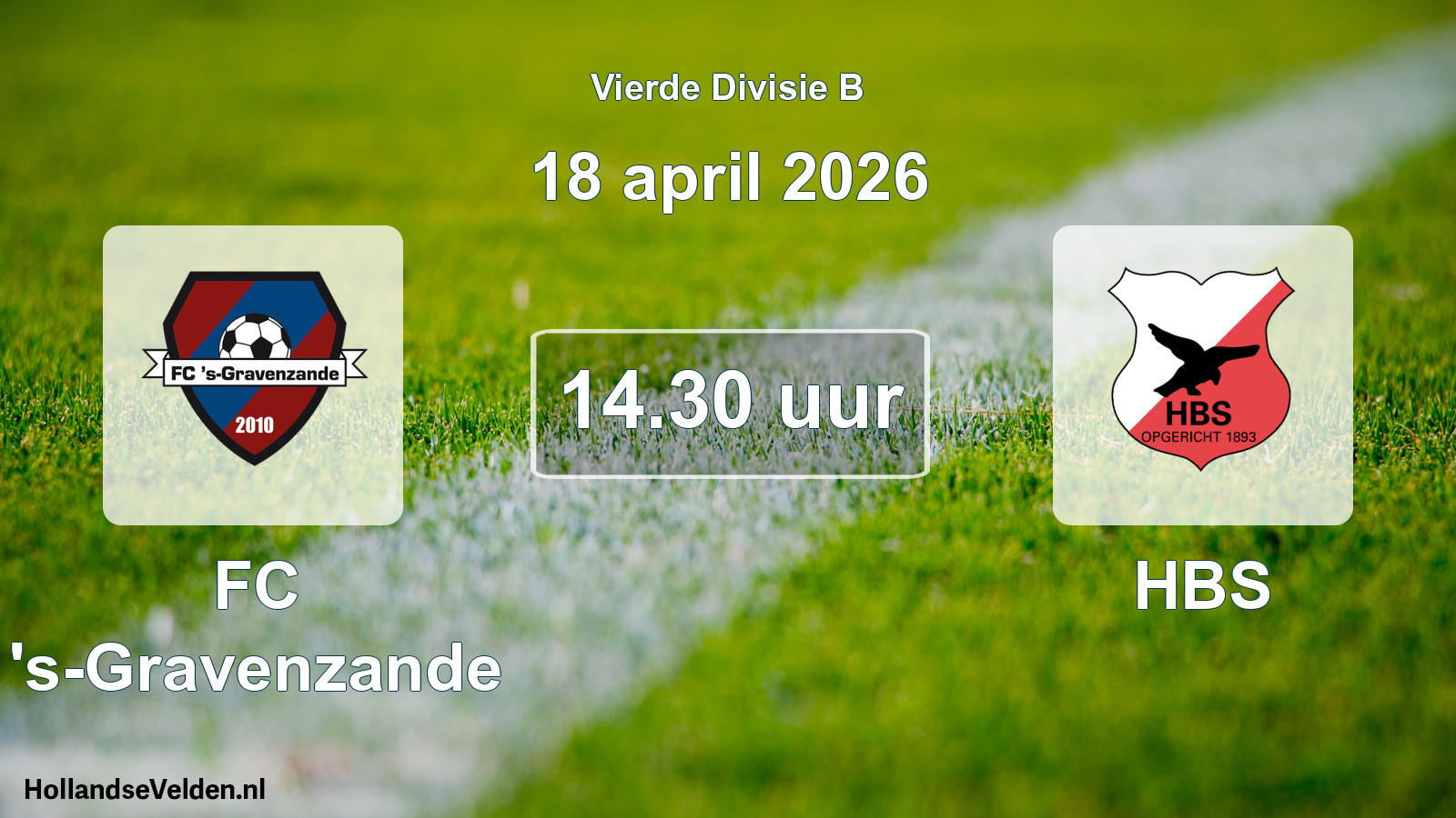 Geplande wedstrijd: FC 's-Gravenzande - HBS (18 april 2026)