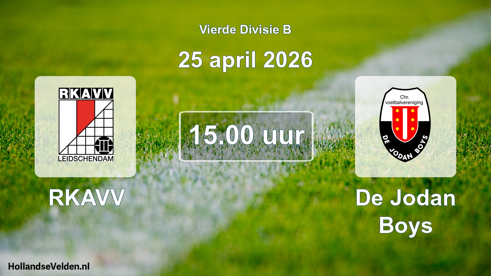 Geplande wedstrijd: RKAVV - De Jodan Boys (25 april 2026)