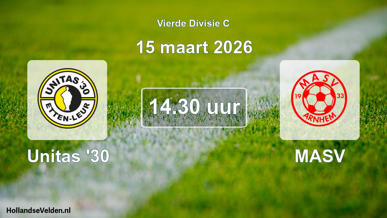 Geplande wedstrijd: Unitas '30 - MASV (15 maart 2026)