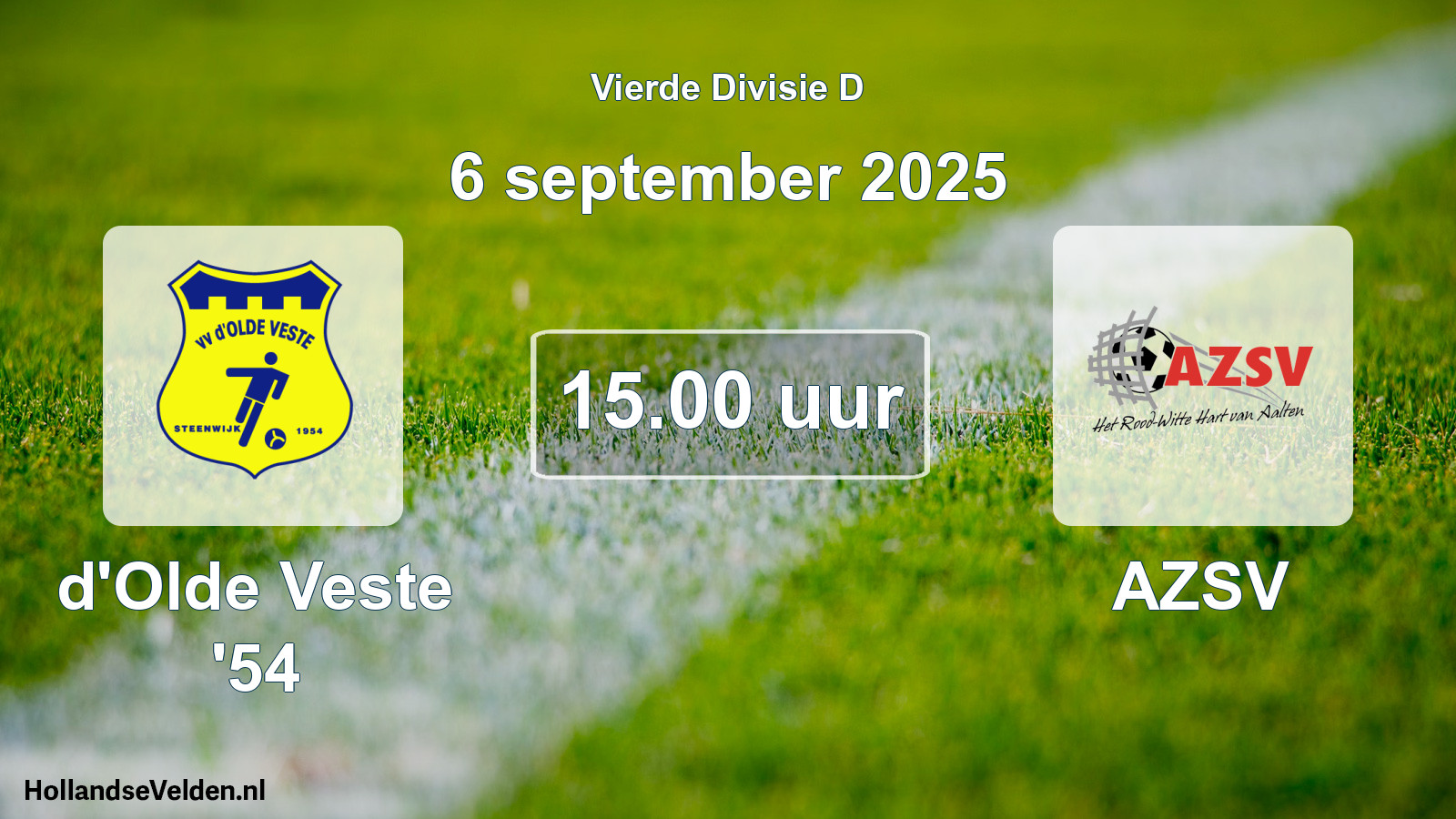 Geplande wedstrijd: d'Olde Veste '54 - AZSV (6 september 2025)