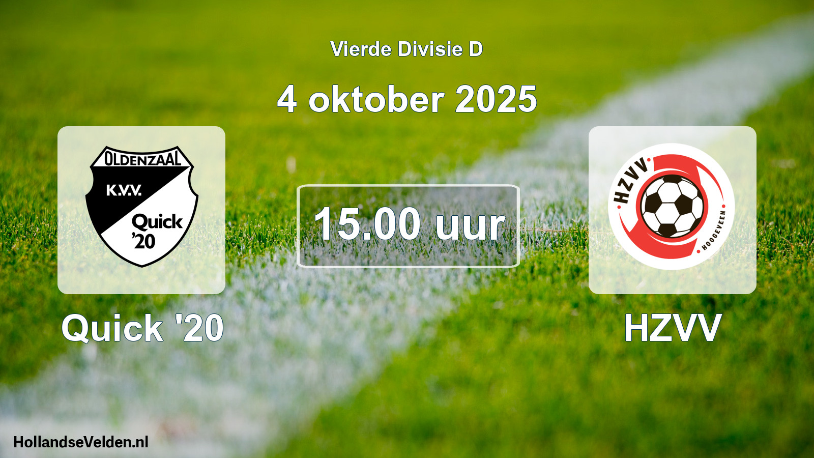 Scheduled Match: Quick '20 - HZVV (4 October 2025)