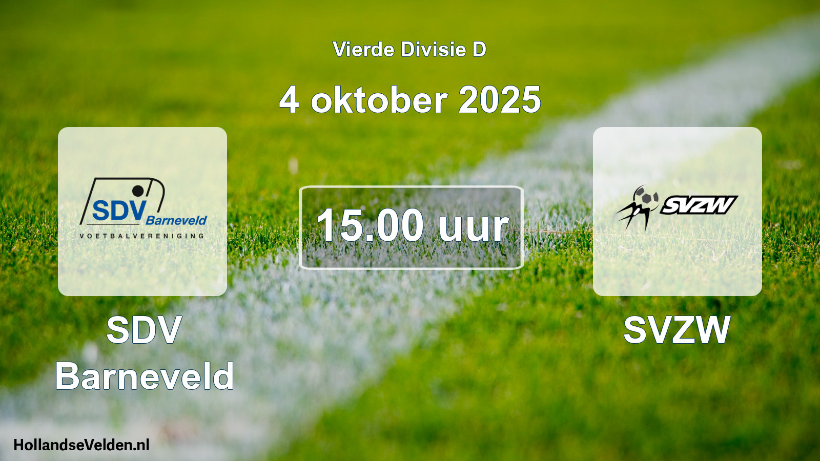 Geplande wedstrijd: SDV Barneveld - SVZW (4 oktober 2025)