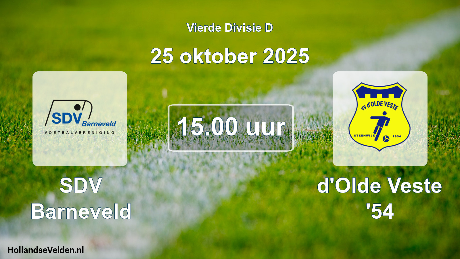 Scheduled Match: SDV Barneveld - d'Olde Veste '54 (25 October 2025)