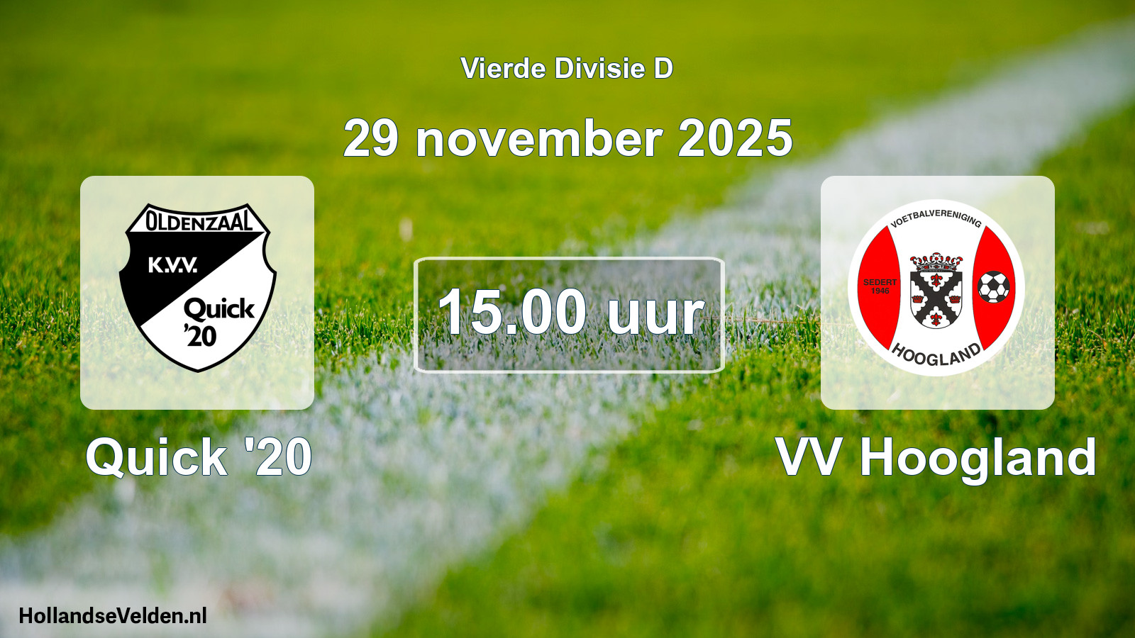 Scheduled Match: Quick '20 - VV Hoogland (29 November 2025)