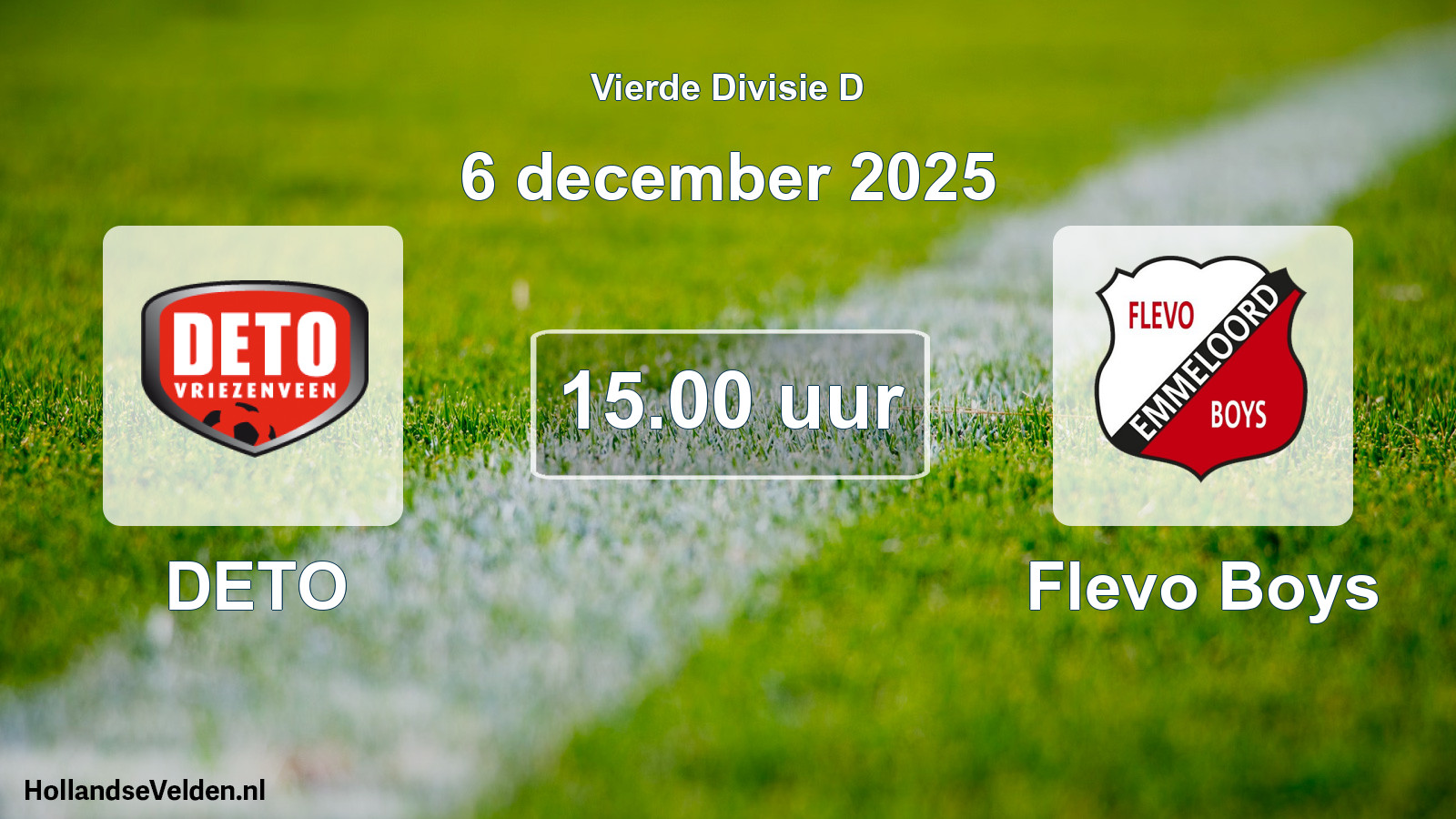 Geplande wedstrijd: DETO - Flevo Boys (6 december 2025)