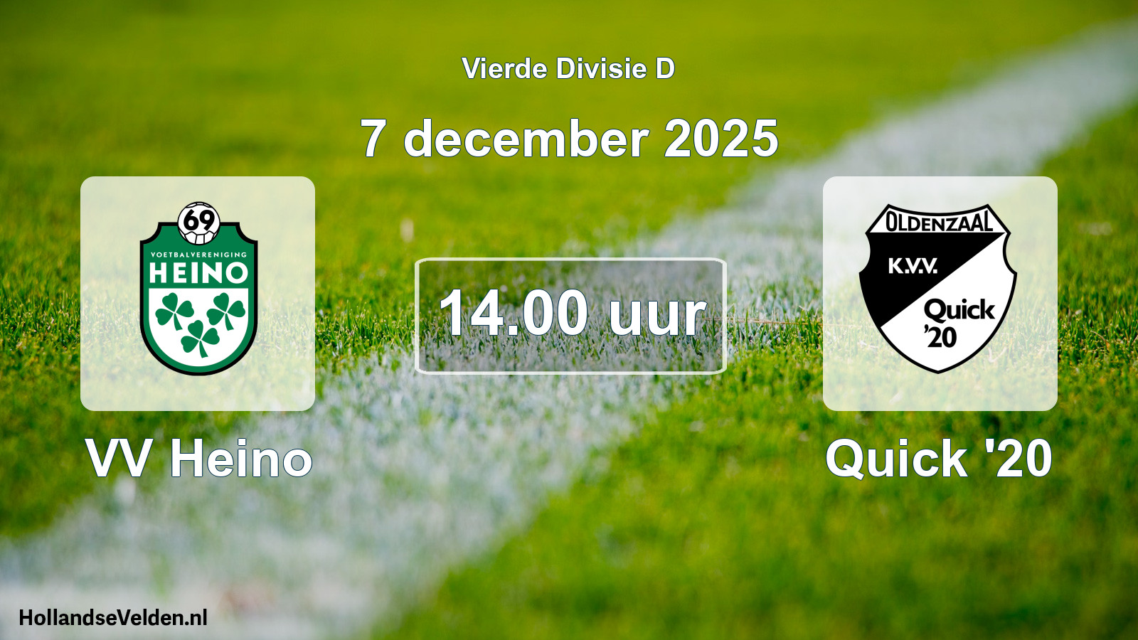 Geplande wedstrijd: VV Heino - Quick '20 (7 december 2025)
