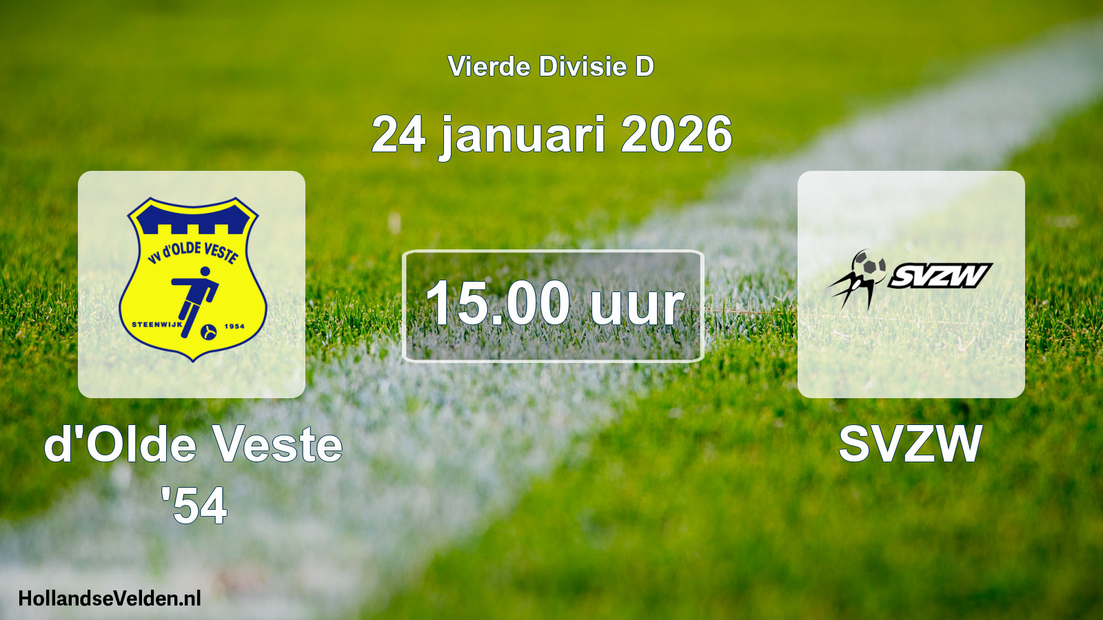 Geplande wedstrijd: d'Olde Veste '54 - SVZW (24 januari 2026)