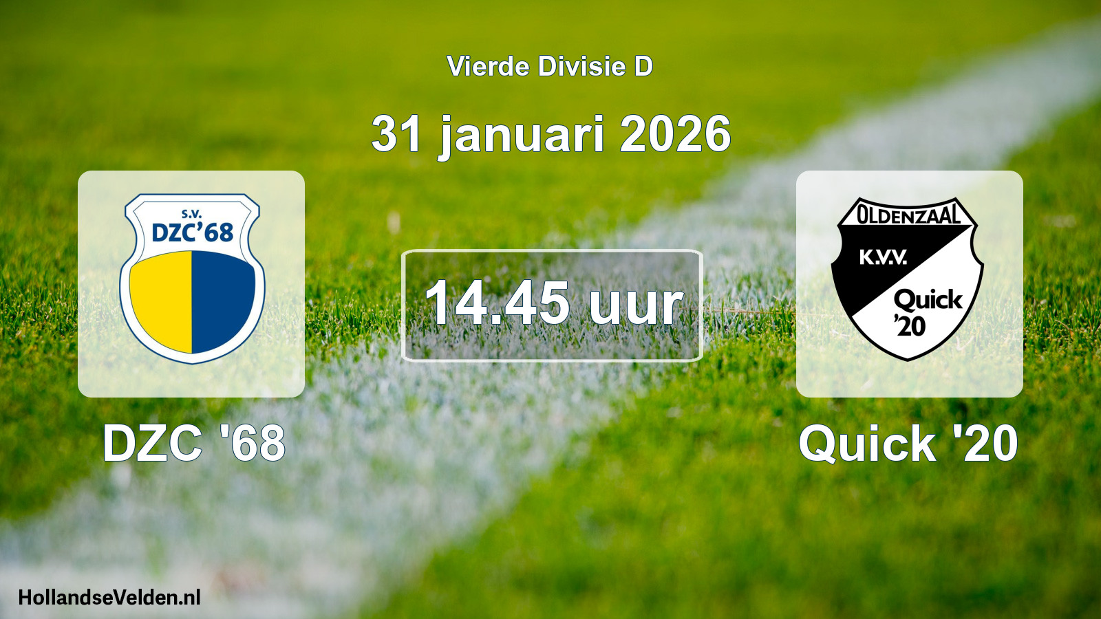 Scheduled Match: DZC '68 - Quick '20 (31 January 2026)