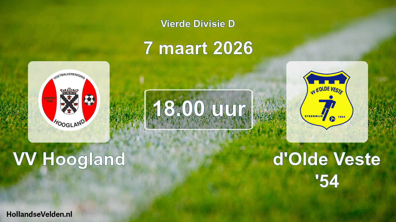 Geplande wedstrijd: VV Hoogland - d'Olde Veste '54 (7 maart 2026)