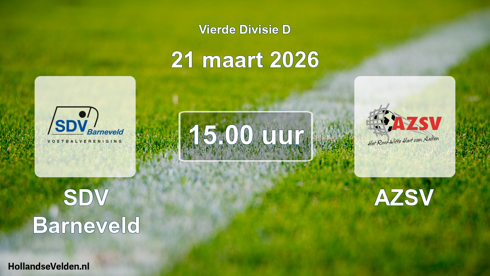 Geplande wedstrijd: SDV Barneveld - AZSV (21 maart 2026)