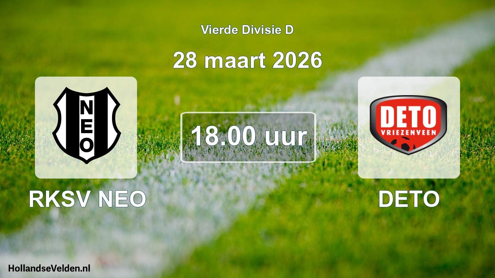 Geplande wedstrijd: RKSV NEO - DETO (28 maart 2026)