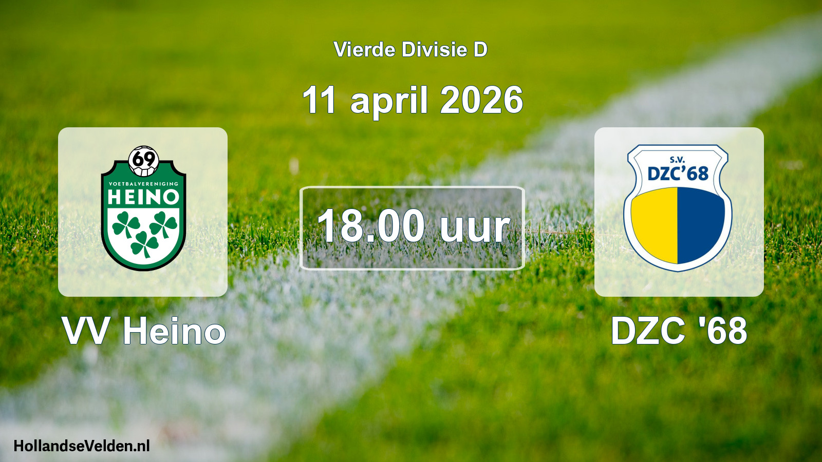 Geplande wedstrijd: VV Heino - DZC '68 (11 april 2026)